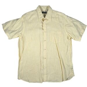 Orvis Mens XL Short Sleeve 100% Linen Button Down Shirt Pale Yellow